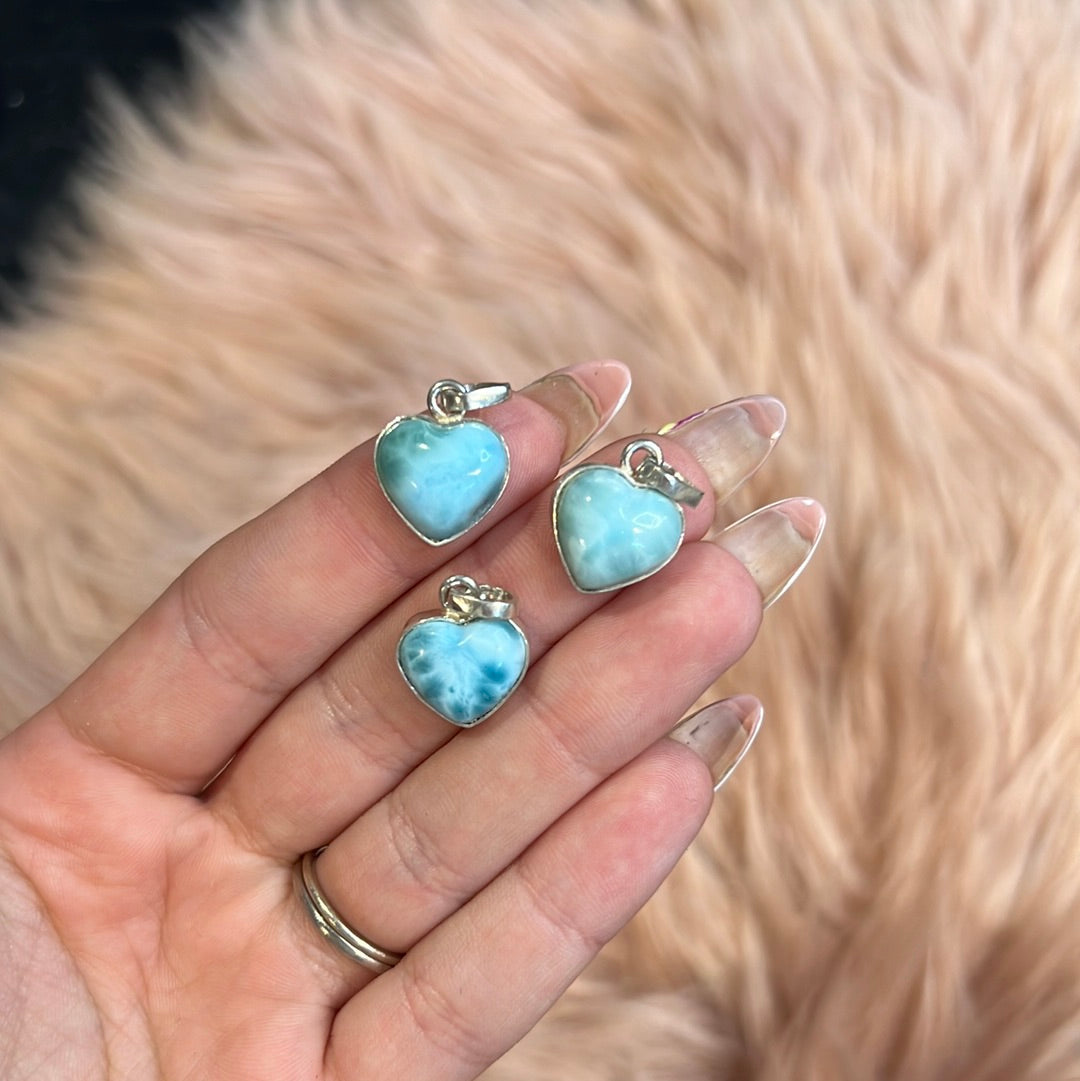 Larimar sydän riipus - 925hopea